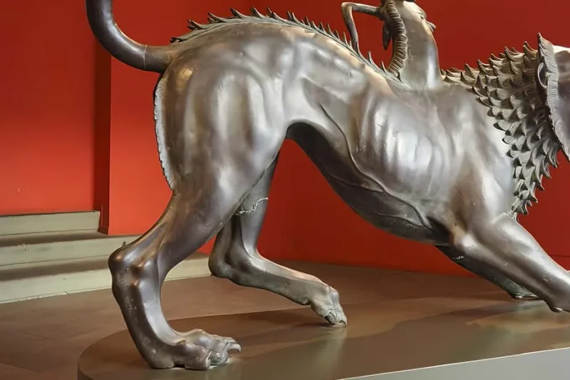 The Etruscan bronze Chimera of Arezzo, the highlight of one of the quietest museums in Florence, Italy